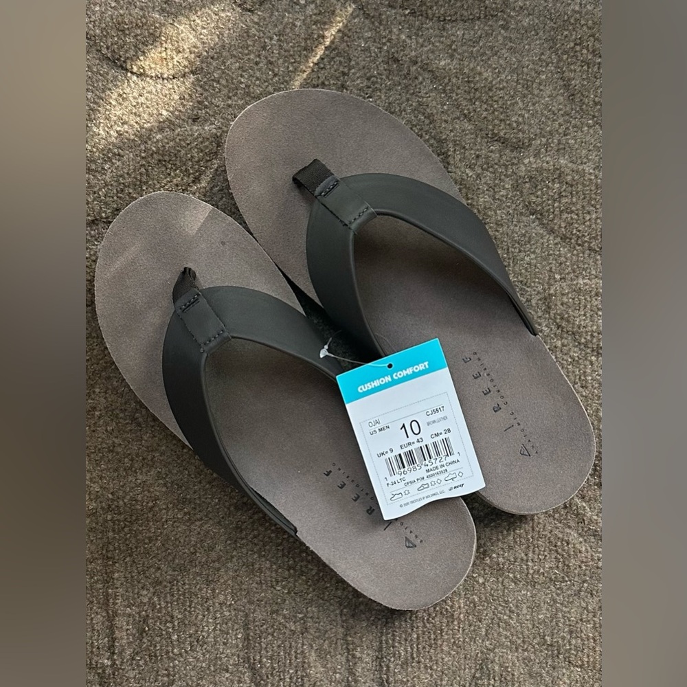 Men’s Sandals REEF OJAI THONGS - BROWN LEATHER Size 10 NWT Flip Flops - Picture 13 of 16